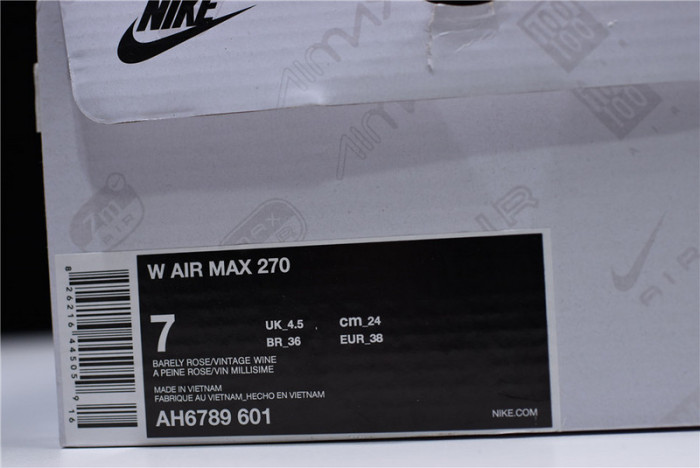 nike air max 270 barely rose pink white ah6789-601